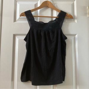 Old Navy Tank with Crochet Straps Black Soze Medium